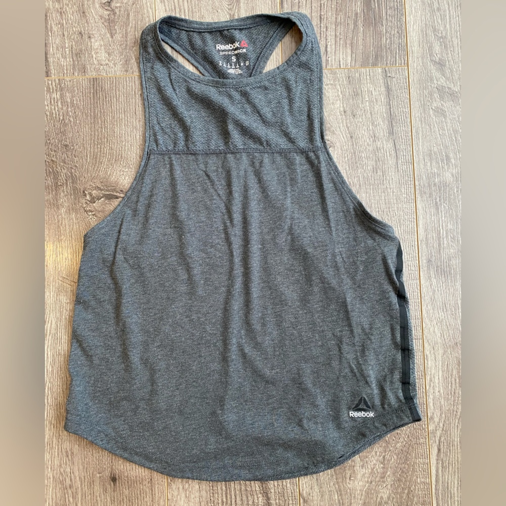 3/$15 Reebok Women's Gray Racerback Tank Top w/ Mesh Cut outs
